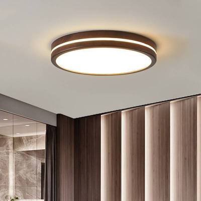 全光谱护眼客厅吸顶灯简约大气智能新中式主卧灯胡桃木实木卧室灯