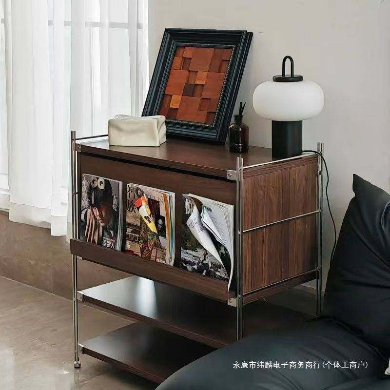 落地置物收纳柜中古风家具扫地机器人置物架客厅矮柜杂志柜陈列柜