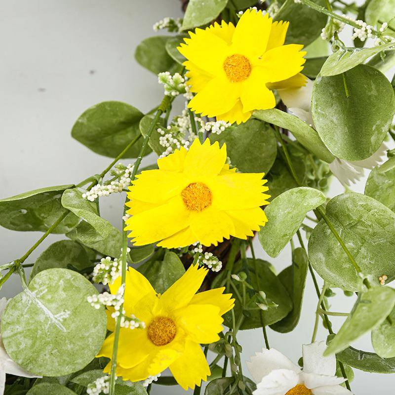花仿真春季小藤菊花环雏装饰菊草花环挂春季小雏件布置仿绿植假花