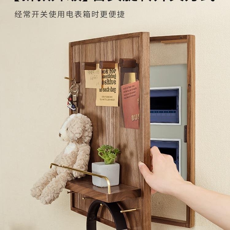 电表箱盒遮挡网红装饰画横竖款配电闸箱挂画轻奢开门式实木置物架