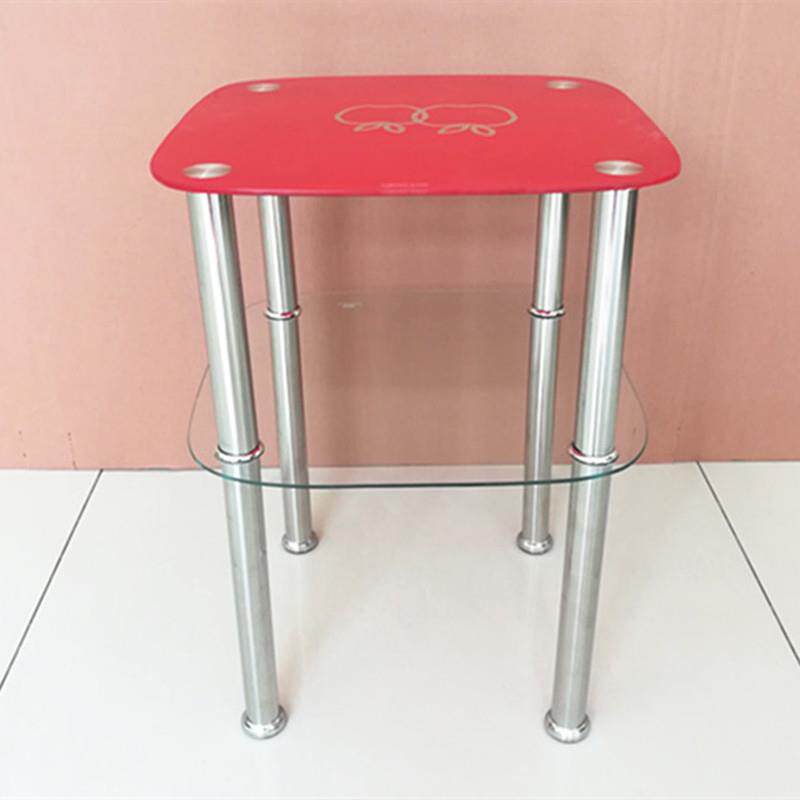 N5小茶钢化玻璃形卧室床方边角柜不锈钢迷你三水层茶几无品牌/桌