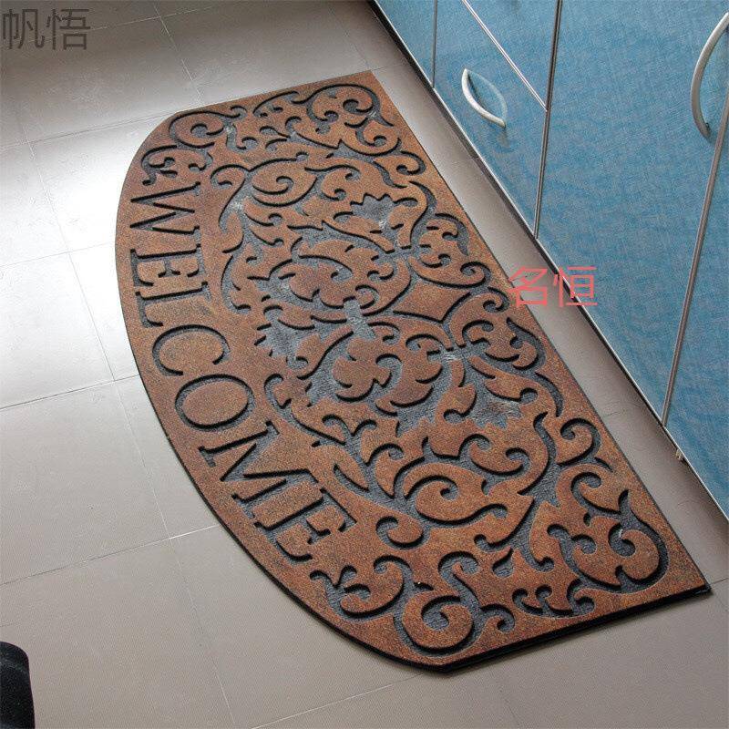 欧式橡胶植绒进门地垫别墅脚垫门厅门垫塑料门口蹭土垫入户防滑垫