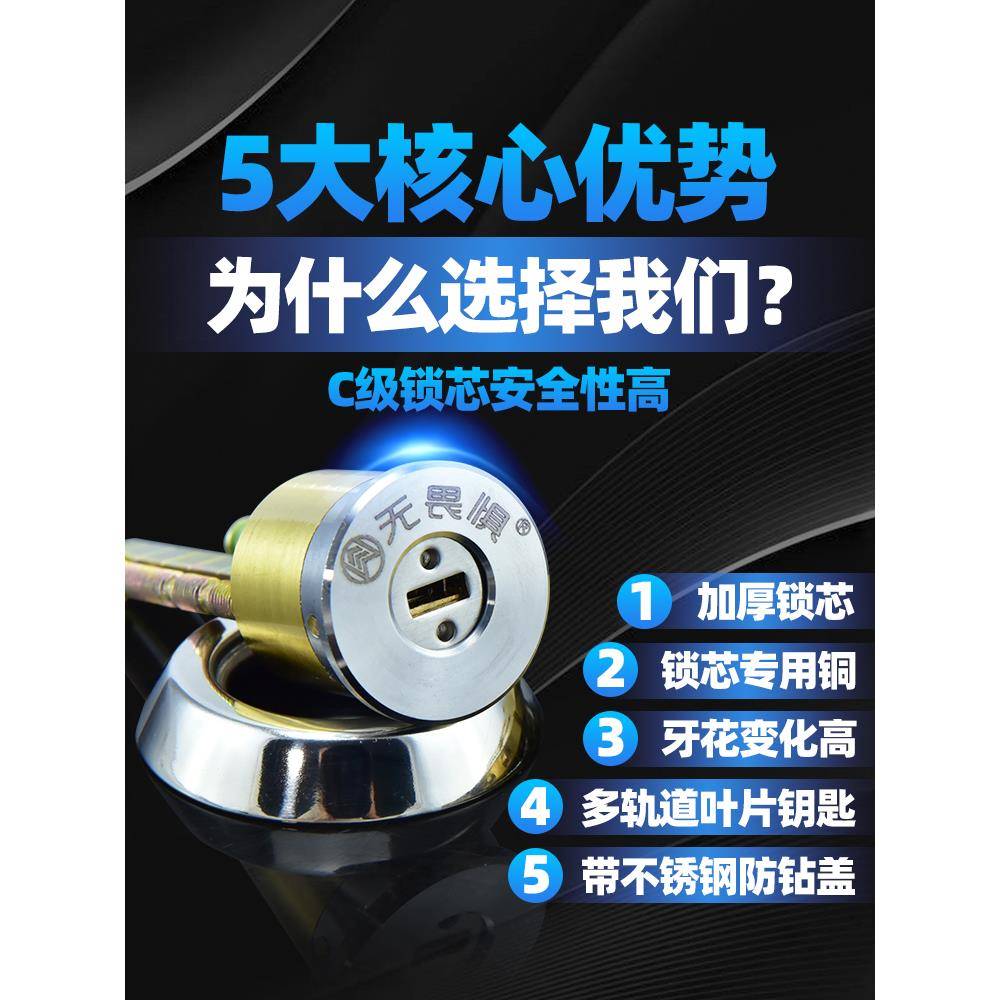 WS-319无畏惧C级多轨道空锁芯木门外铁门老式大门叶片通开防转盗