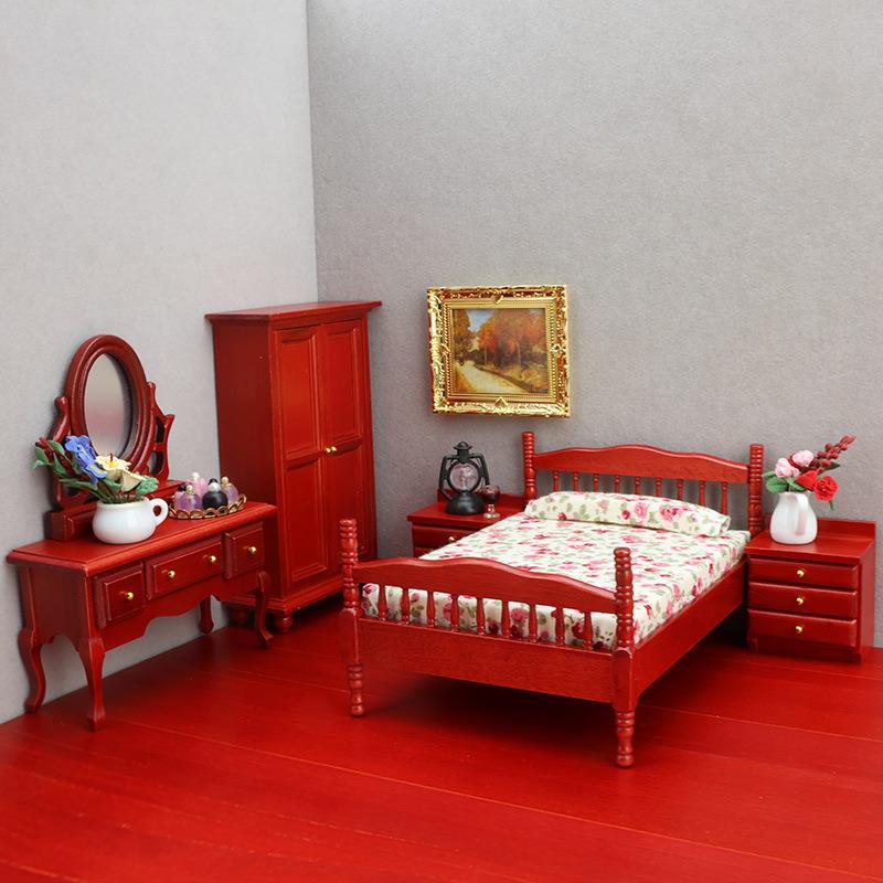 娃DF1171-M1:12u娃dollhose迷你家具模型屋微缩卧室套装微场景床