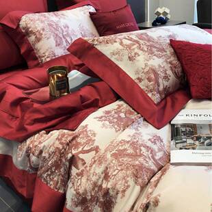 22婚庆四件套全棉10支长绒棉纯红色大酒色被床套单床品床MLC88888