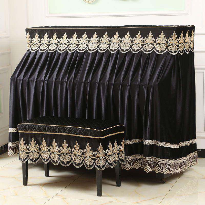式钢琴罩半罩防尘墨厂家直供罩全罩高档奢华绿色丝绒烫金欧琴黑披