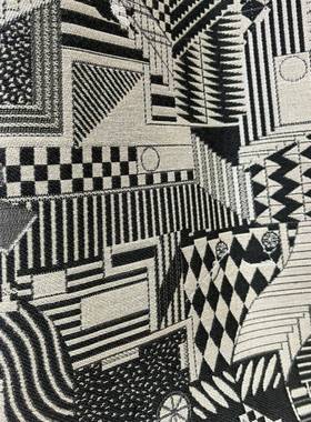 门幅80cm黑2白提花面料花宽KDP幅象高精密抽提布