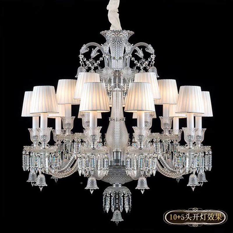 式复式楼梯灯水晶吊客厅灯美餐厅卧式室REA灯灯具轻奢别墅蜡欧烛