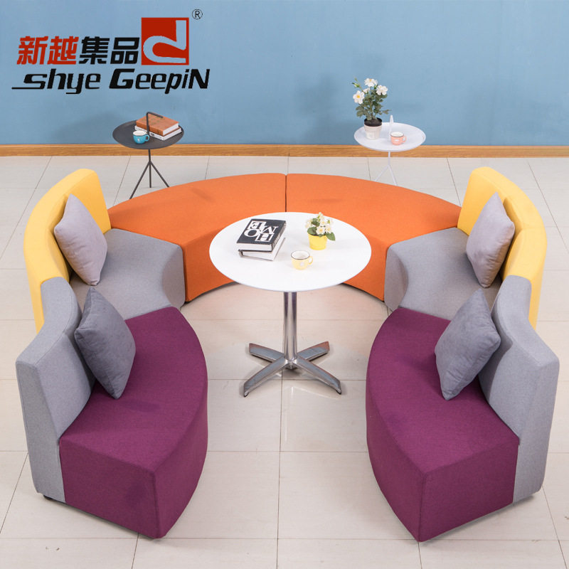 园形弧形沙发现代时尚办公沙发大厅接待区休闲会客组合沙发商务风