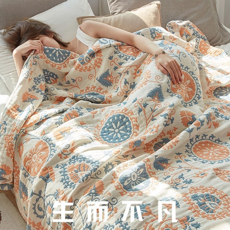 KBQ1毛巾被纯棉成人四层纱布盖毯夏季薄款全棉毛巾毯床单夏凉被子