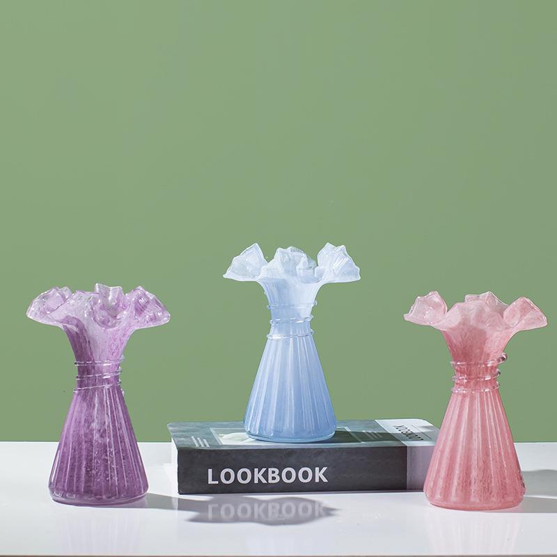 高档芬顿手工裙花瓶摆件现裙边花瓶装代轻奢客边厅茶几边角软装饰