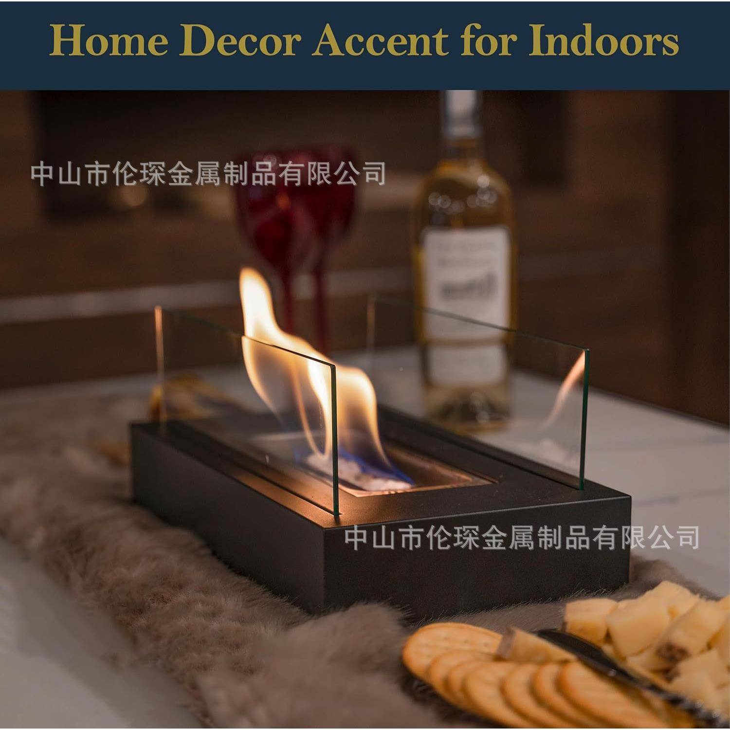 装长方形桌面酒CVX精壁现炉户外便真火取暖器携带木板代饰氛围灯