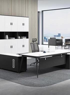 高档简现约代主管老板办公桌03632桌经理总裁董事长板桌老椅组合