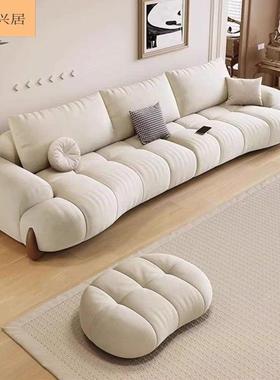 TCD现代简风约猫爪布沙发客厅抓小型户白色奶油沙发弧形猫皮沙发