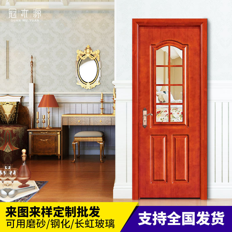 厂家直销厨房玻璃门 橡木中式单轨推拉移动卫生间厨房玻璃门 格条