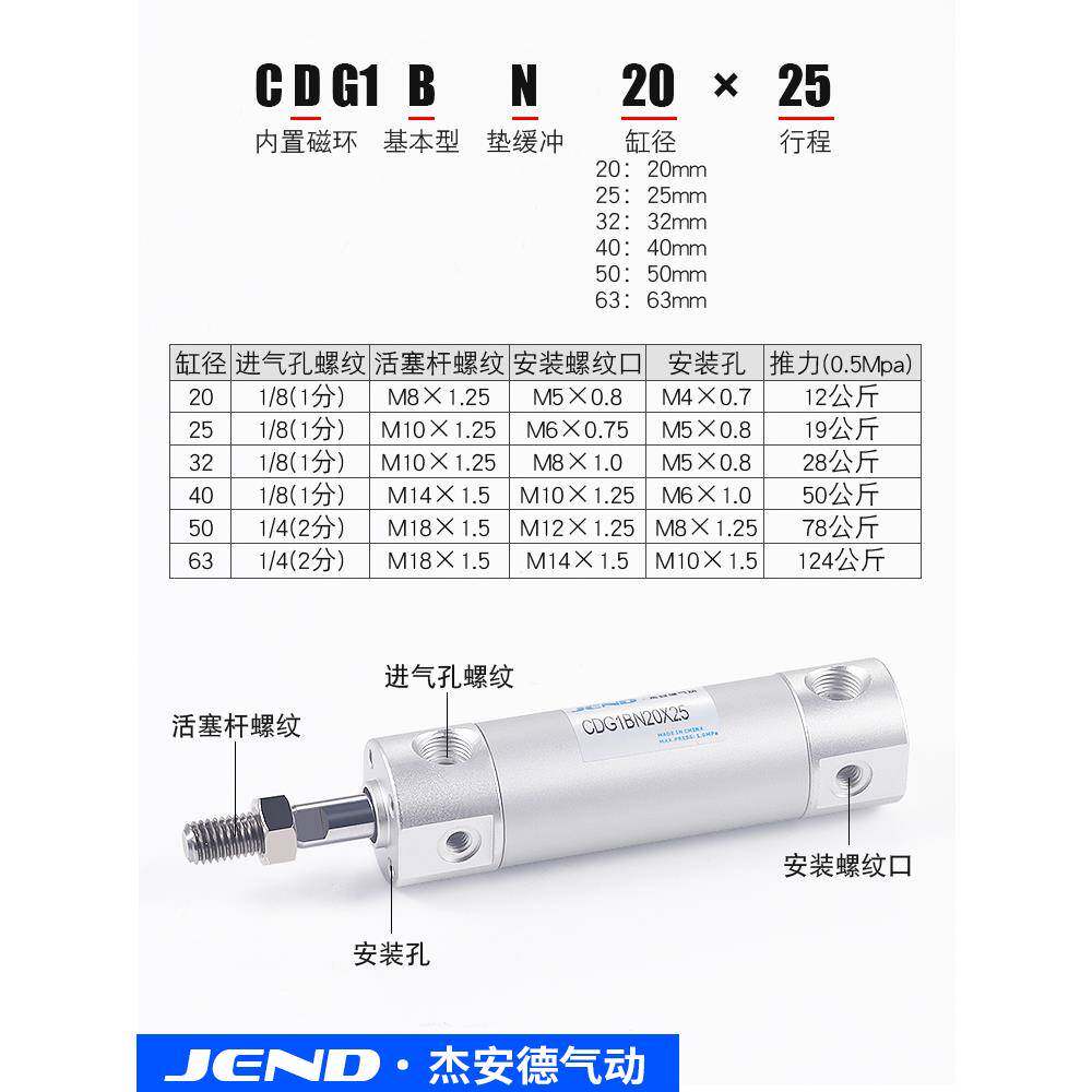 机械手上下引拔迷你气缸CDG1BN20-2/352无品牌//4注0/50/653-7X10
