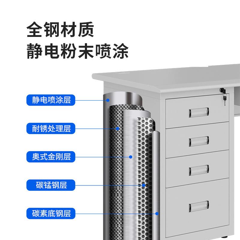 钢制抽办公室电脑桌铁皮单人带锁屉写字台医生财务不锈钢子作HSX-