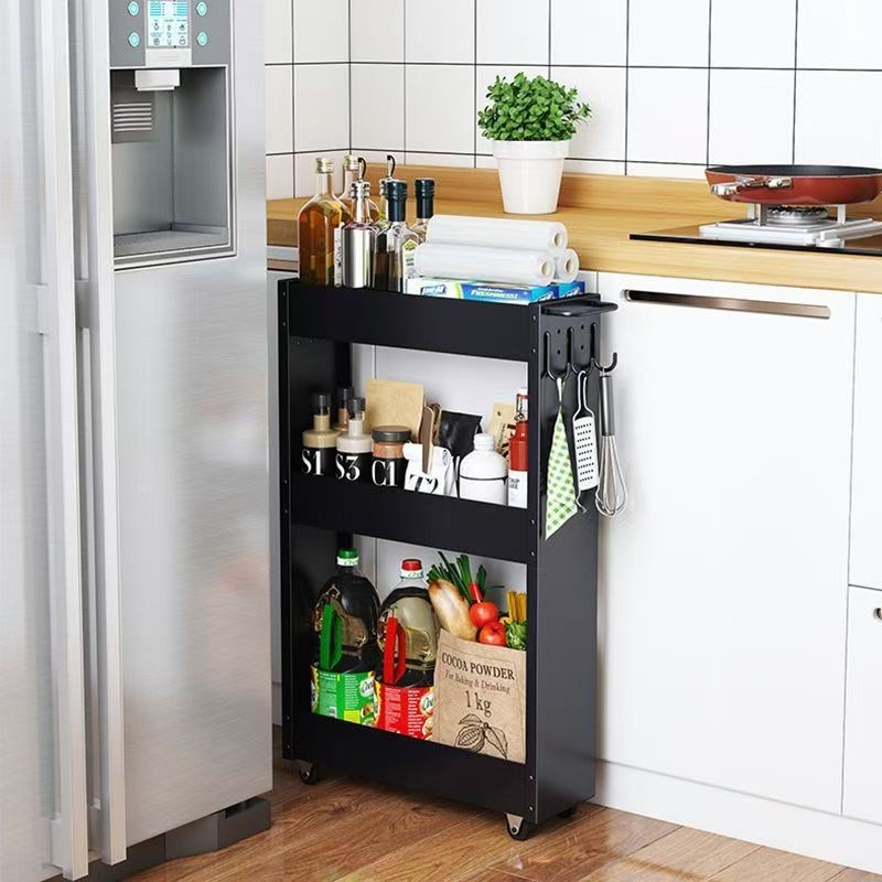 极窄夹缝小推车可移动厨房冰箱缝隙置物架洗衣机卫生间细缝收纳柜