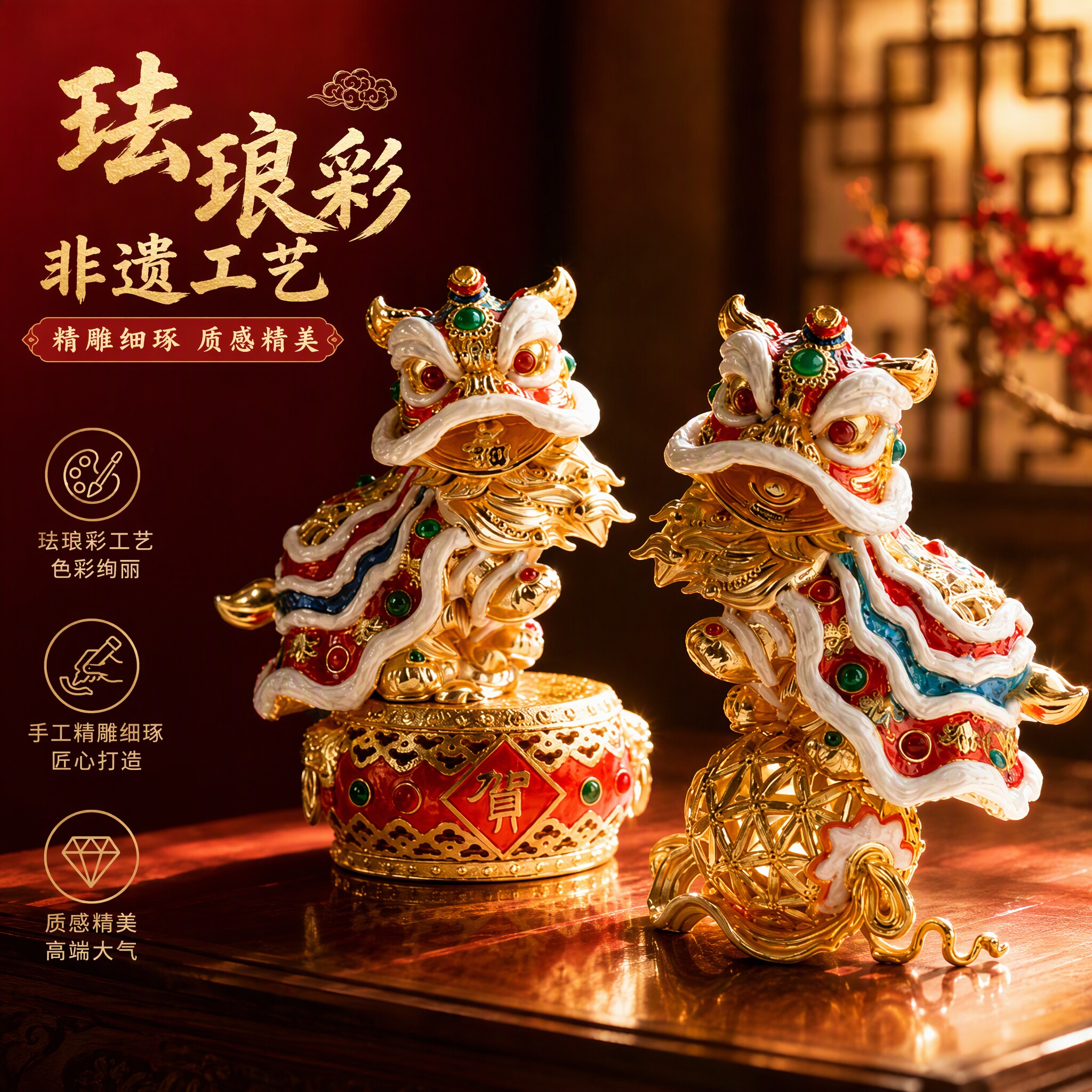 尚尚大吉舞狮摆件开业乔迁送礼图片