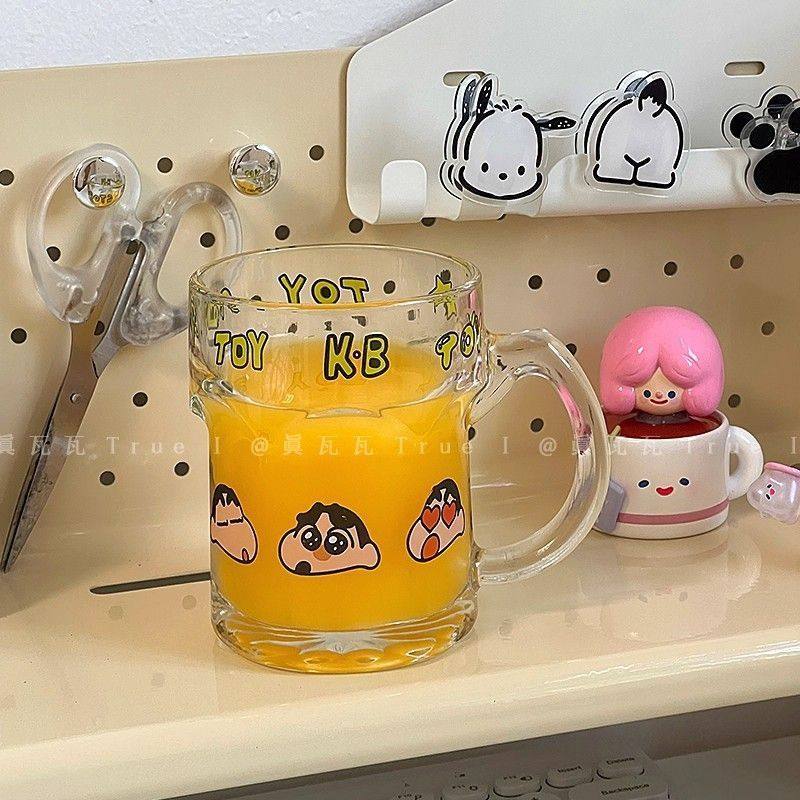 六个蜡笔小新原创曲曲日常家用可爱卡通水杯果汁饮料咖啡杯啤酒杯