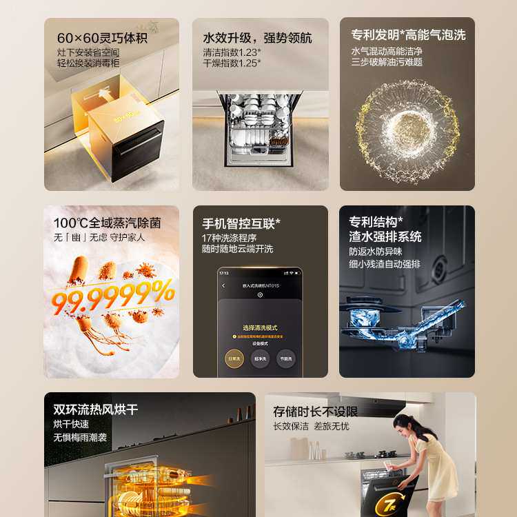 方.太嵌入式洗碗机NT01S全自动家用小型除菌智控灶下13套