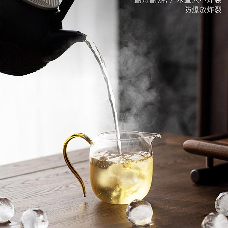 不觉堂玻璃公道杯带把手防烫手工透明公杯高档高硼硅耐热分茶器