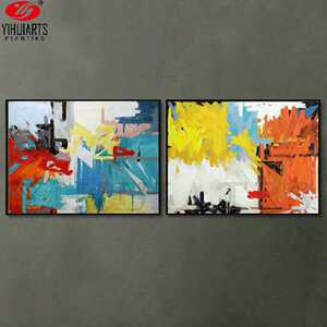 两联客厅无框油画抽象泼墨现代简约艺术装饰画YIHUI 119/120