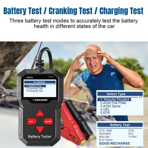 KW210 Handy Car Battery Analyzer 12V Vehicle Battery Tester