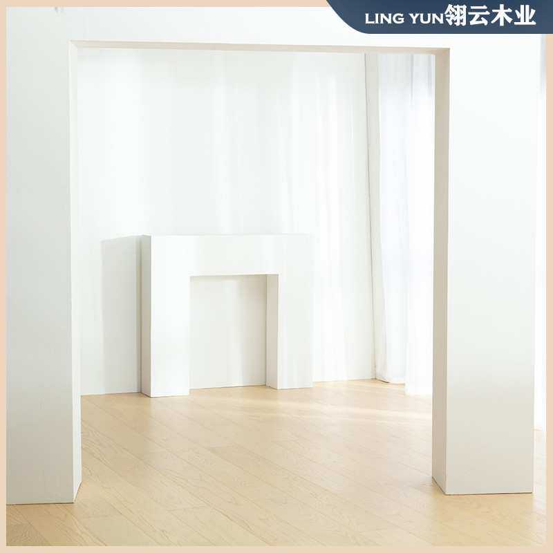 法式原木奶油风橡木纯三层实木复合地板家用1.9米锁扣地暖ENF环保