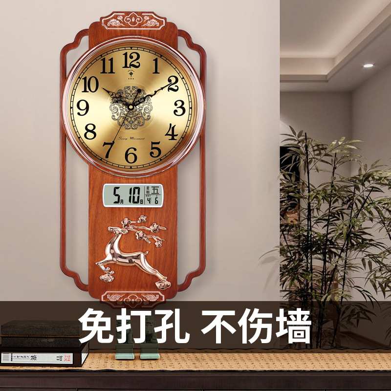 新中式客厅钟表挂钟时尚古典时钟仿古挂表创意简约石英钟表