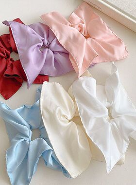 发饰鞠婧祎高级感缎面风同款女慵懒方巾大号发圈头绳大肠白色韩系