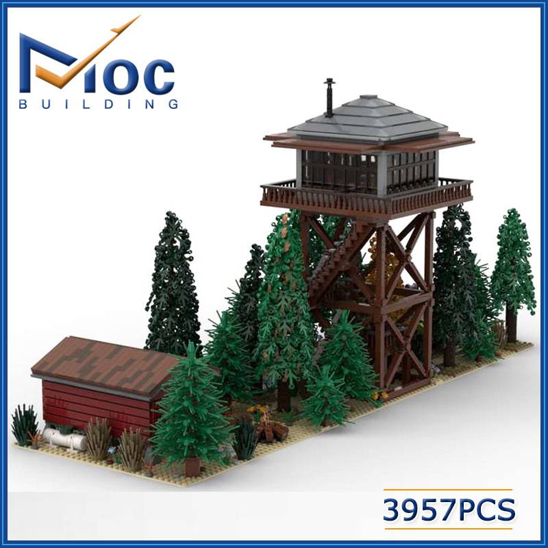 创意MOC小颗粒积木MOC-81201 火灾观察塔街景系列模型DIY拼装玩具