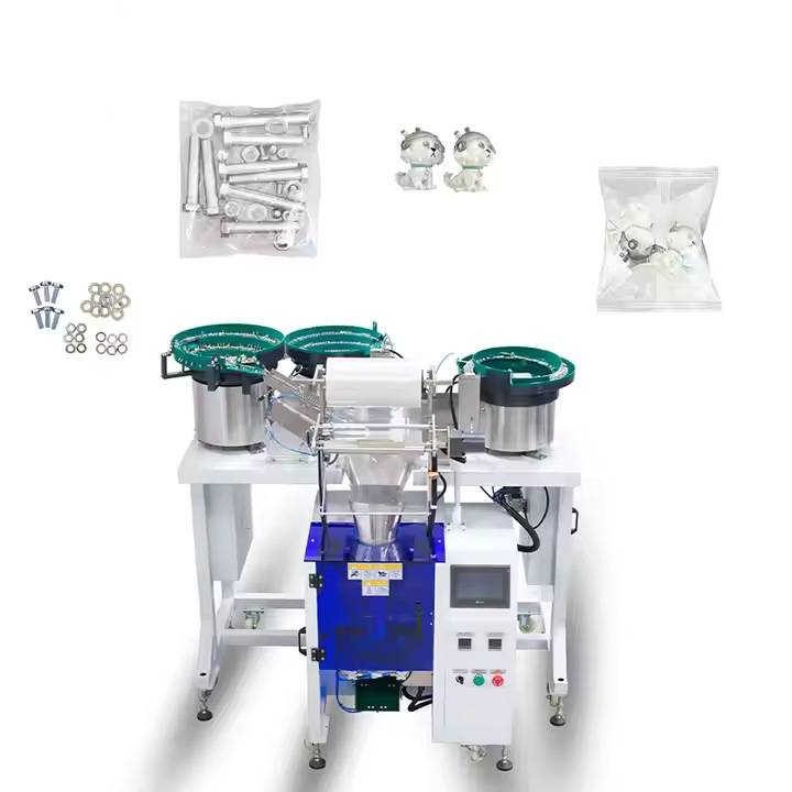 仟川五金螺丝配件包装机混合袋装螺母点数振动盘胶粒包装封口机