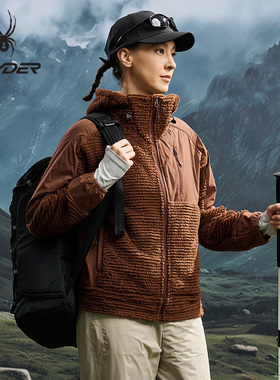 SPYDER蜘蛛秋冬女子Primaloft轻盈保暖抓绒针织连帽夹克25CF308W