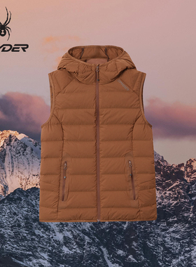 SPYDER蜘蛛冬季女子轻量可打包鹅绒防泼水连帽轻羽绒背心25CF210W