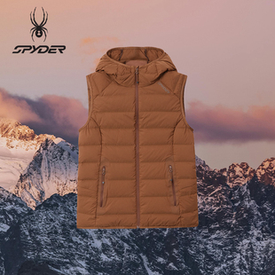 SPYDER蜘蛛冬季 女子轻量可打包鹅绒防泼水连帽轻羽绒背心25CF210W