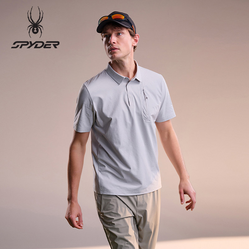 SPYDER蜘蛛春夏男子仿棉速干汗布正肩短袖翻领POLO衫02OM26106KM