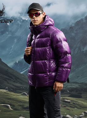 【明星同款】SPYDER蜘蛛秋冬男子短款连帽极光厚羽绒服25CF241M