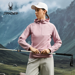 SPYDER蜘蛛秋冬女子尼龙66柔软亲肤修身 抓绒连帽套头卫衣25CF304W