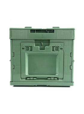 0L灰侧开门绿色收纳箱折叠家用NAJ营木盖塑露料箱一体式折5叠