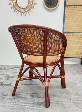 I1真藤休椅编藤老人椅阳台IAR庭院纯手闲藤编家具工餐椅学习