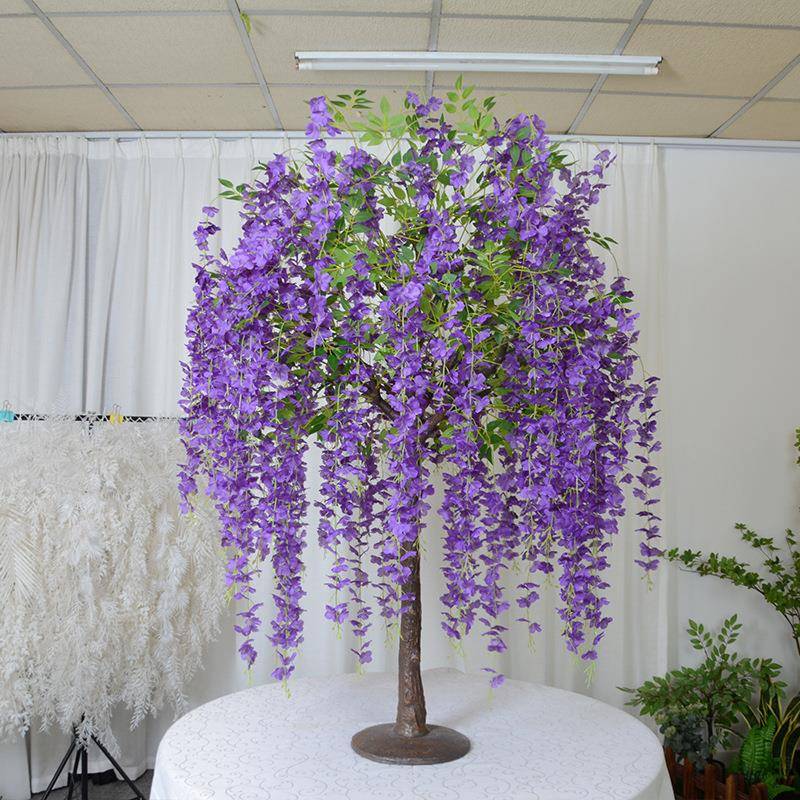 紫真绿紫藤花树餐厅网红街EMX道创意植氛围感装仿饰摆件仿生藤花