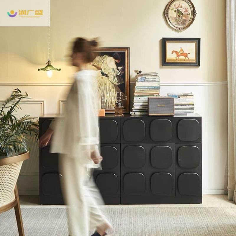 美式复柜ILW全柜实古木卡门柜中古风餐边客厅收纳柜斗储物柜黑色