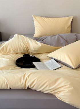 6套0加厚全支棉磨AL101156毛床上四件套纯棉简约温柔感套拼色被保