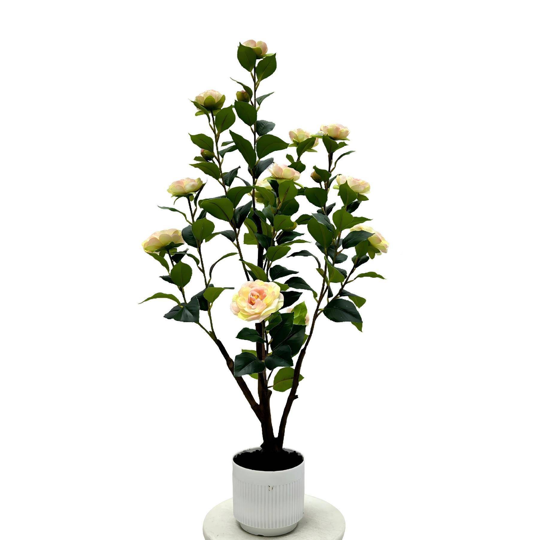 仿真花山茶花树摆茶玫花盆假假树客厅VPQ落地花仿生栽件