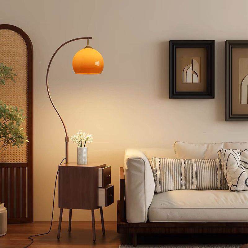 式中古几风落地灯客厅室轻奢沙发法旁边卧床头柜805复古台灯一体