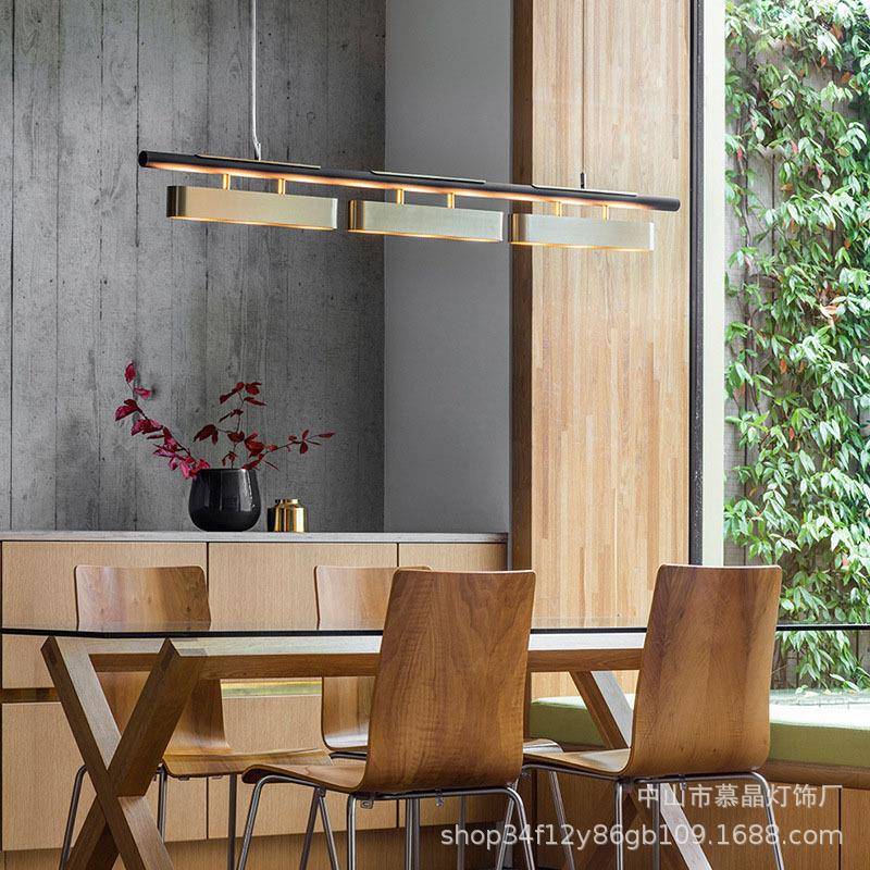 餐厅长灯条吊简约后代轻奢别吧台餐桌HWN墅灯办公室展厅现艺术吊