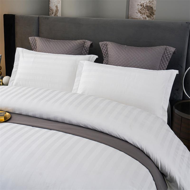 酒床店布草上用品单被酒店宿民全棉缎条AKD白色加厚套款被罩厂家
