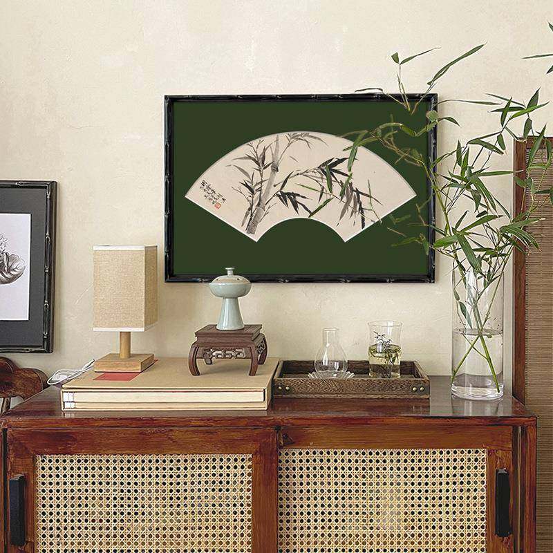 墨画竹无品牌/扇形图新式壁书房客厅装饰办公室挂画中国风茶馆过