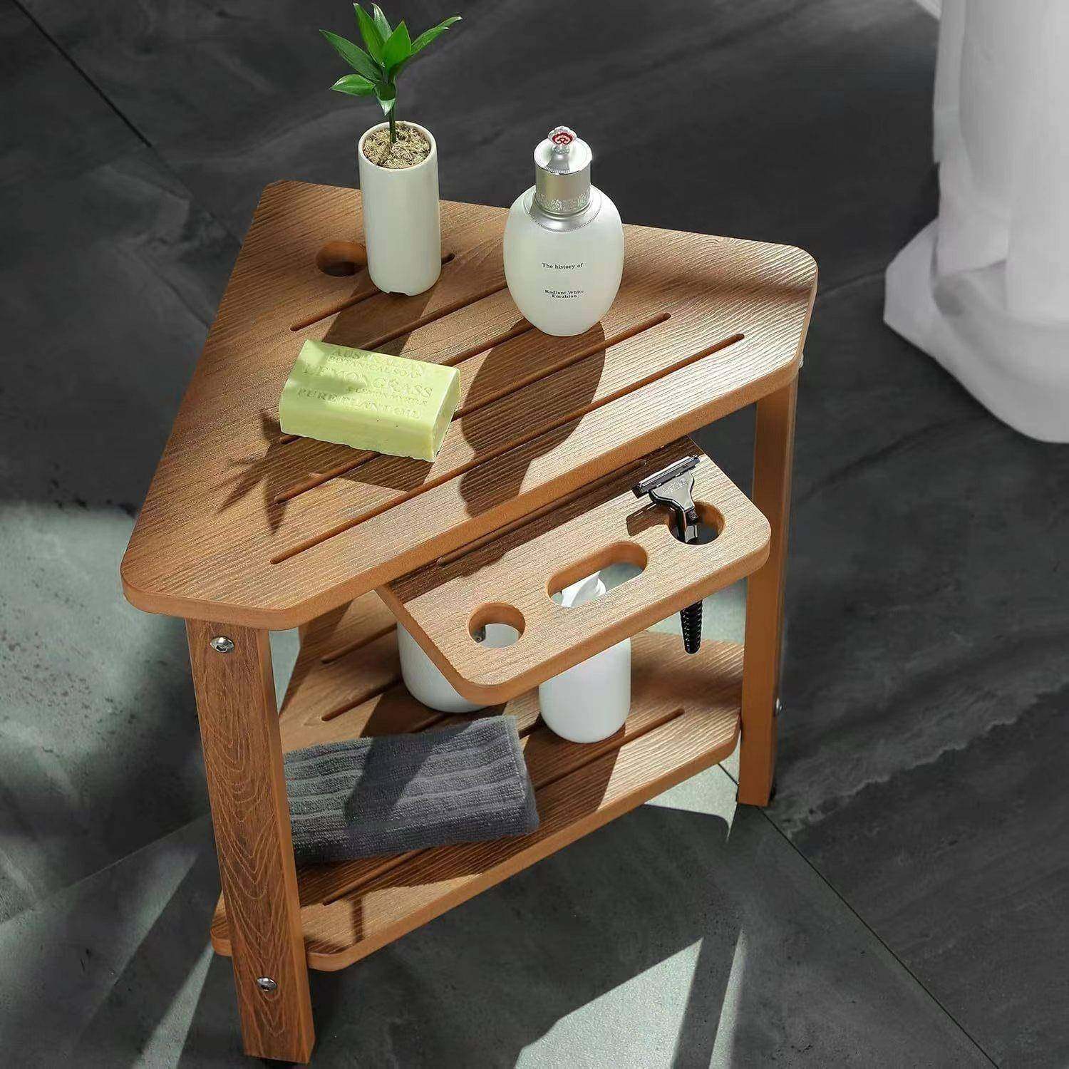 木质浴室脚板家踏用沐LC-47凳拐角双层物储架实浴木花架收纳支架,收纳整理,书桌收纳置物架,淘宝优惠券,粉丝福利购,淘宝优惠卷
